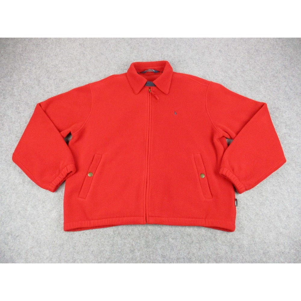 Polo Ralph Lauren Jacket Mens Large Red Polartec Fleece Full Zip Bomber Chore